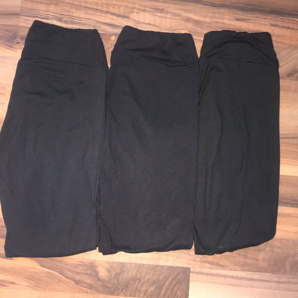 3 black lularoe leggings- OS (one size)